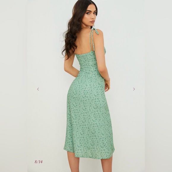 House of CB - ‘Cornelia’ Green Tonal Floral Midi Dress - Picture 7 of 16